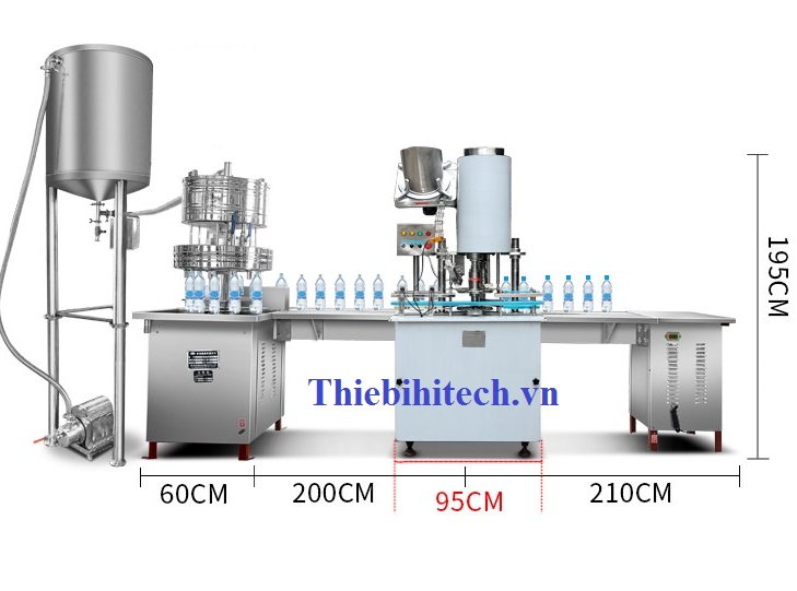 Dây chuyền chiết rót vặn nắp chai bán tự động giá rẻ